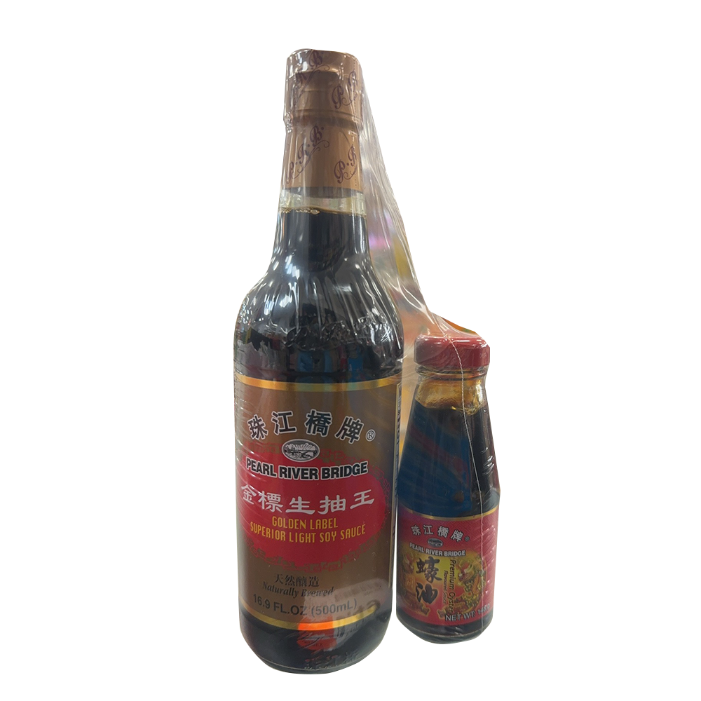 珠江桥牌 - 优惠装 (金标生抽王500 mL+蠔油148g))