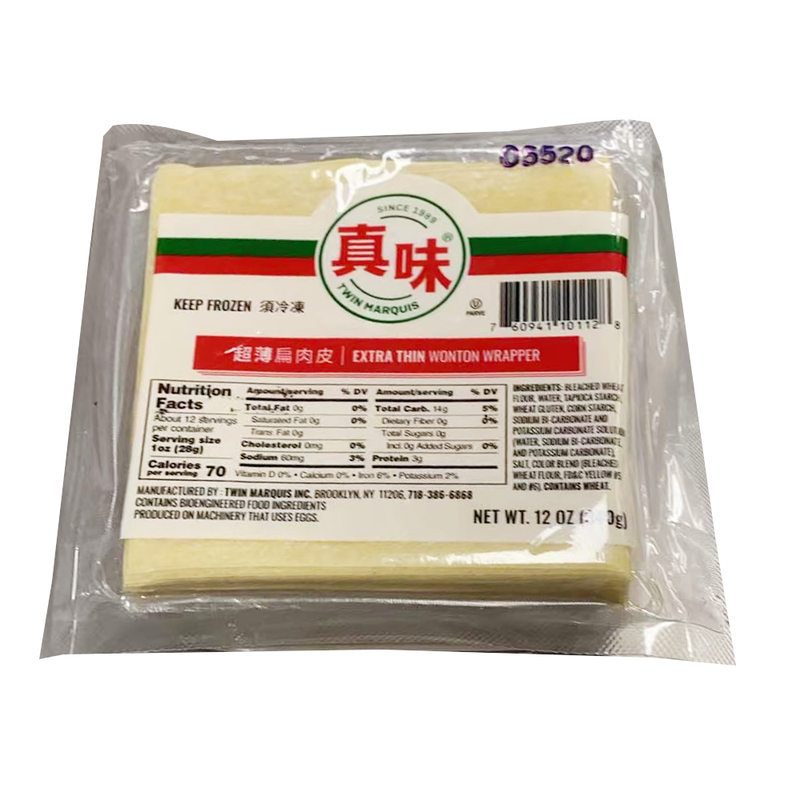 真味饺子皮系列 - 福州 超薄扁肉皮（馄饨皮） 12 OZ