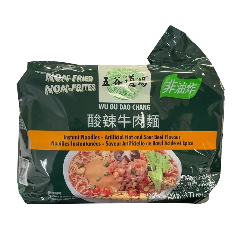 五谷道场非油炸速食面 - 酸辣牛肉面(5小包)  18.85oz